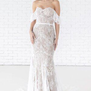 Willowby by Watters Mila off shoulders Lace Mermaid Gown dress Anthropologie (2)